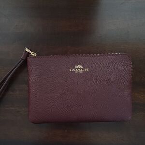 Coach Maroon Leather Wristlet